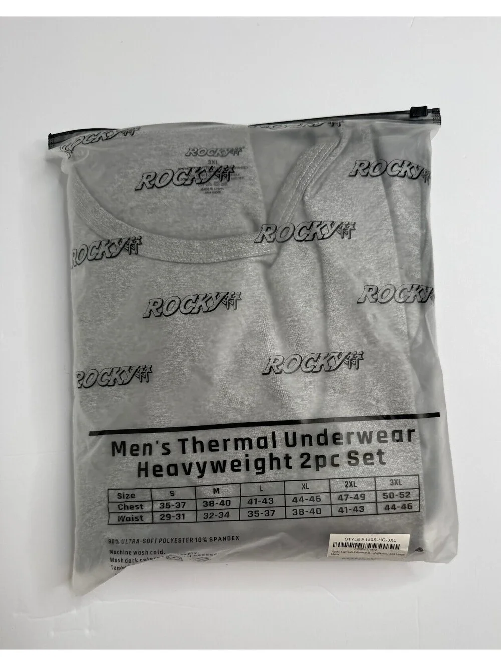 Rocky Men's 3XL Heavyweight Thermal Underwear 2 Piece Fleece Set Gray NIP